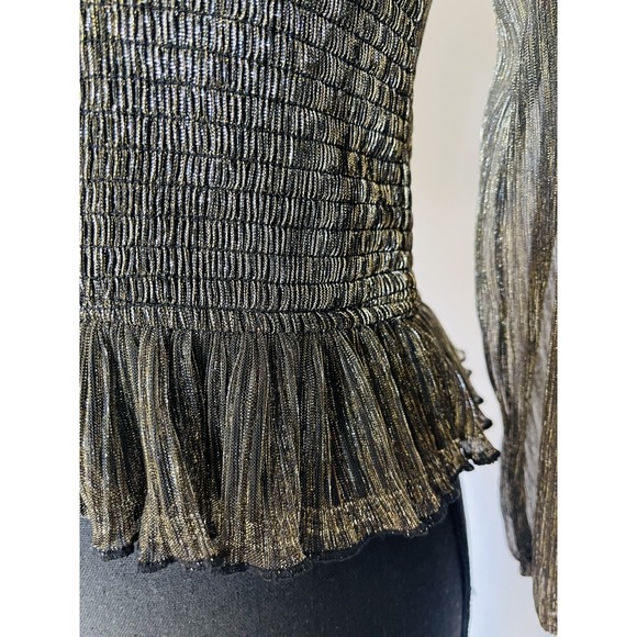 EYESHADOW Girls XL (16) Party Sparkling Black/Gold Longsleeve Blouse NWT $50 - Picture 4 of 9